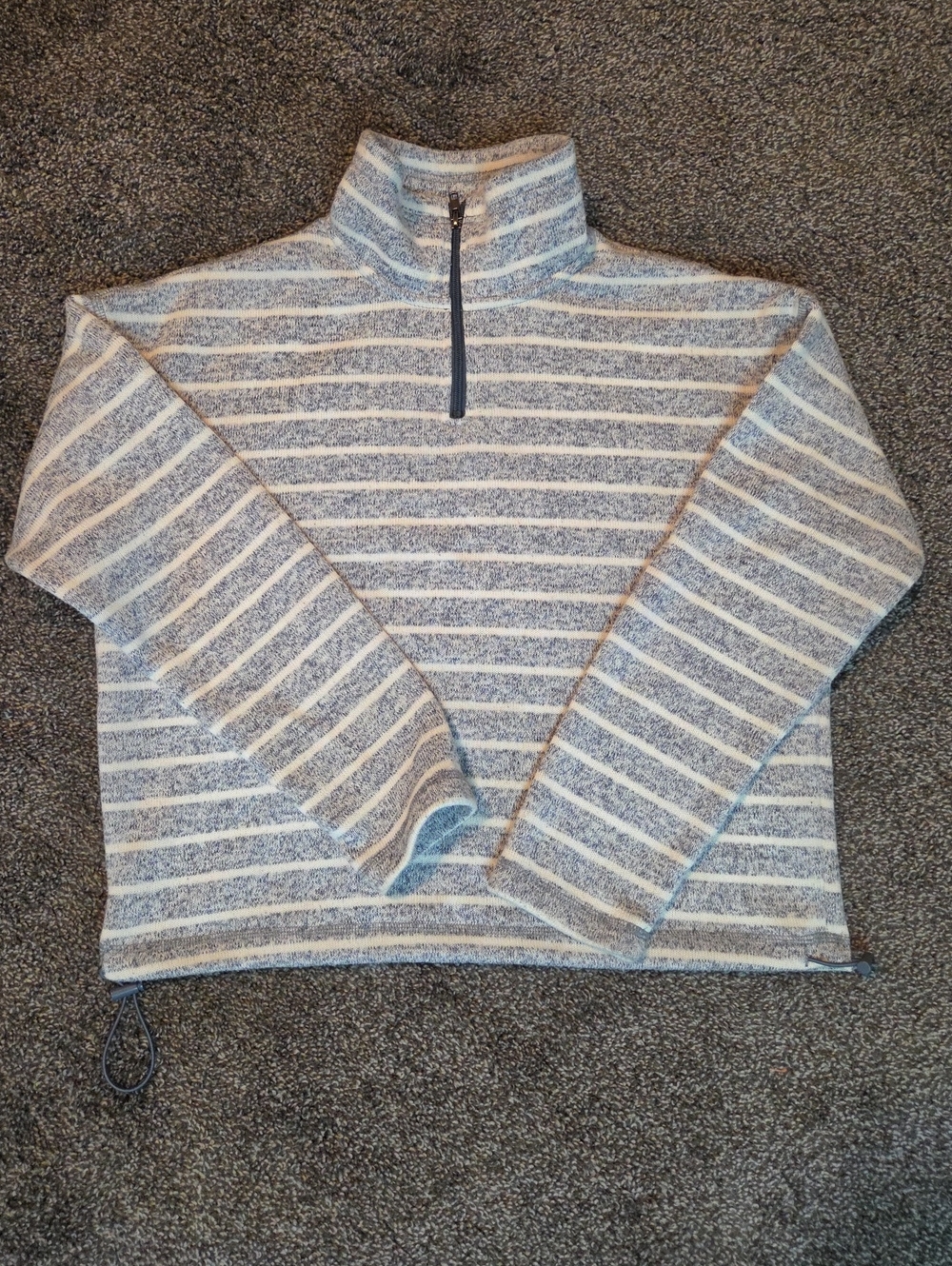Thread & Supply Striped Half-Zip Sweater in Gray and White